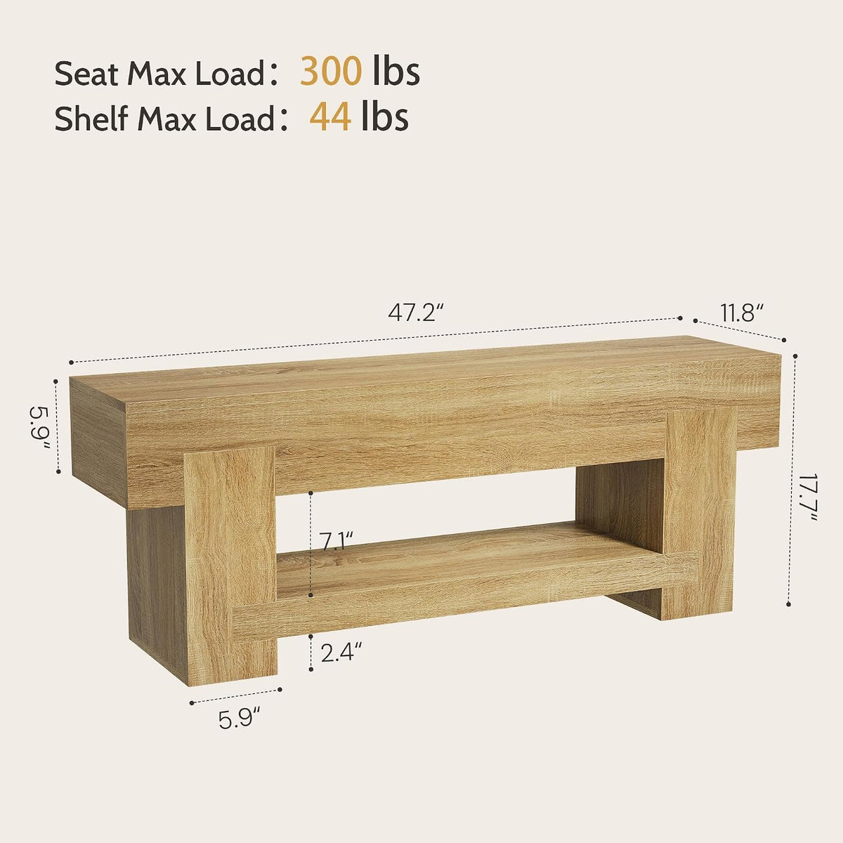Rustic Wooden Storage Entryway Bench