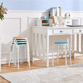 Pastel Faux Leather Padded Stackable Stools Set of 5
