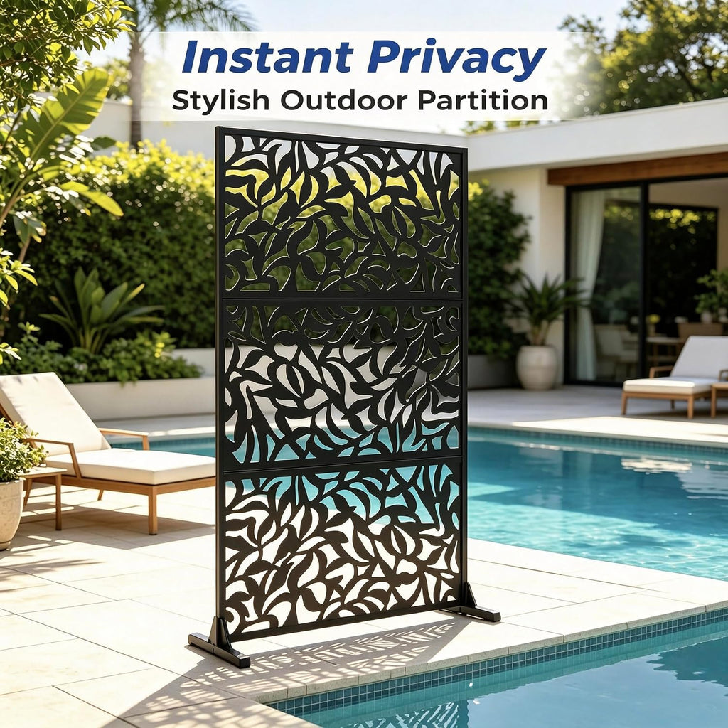 3-Panel Metal Freestanding Privacy Screen