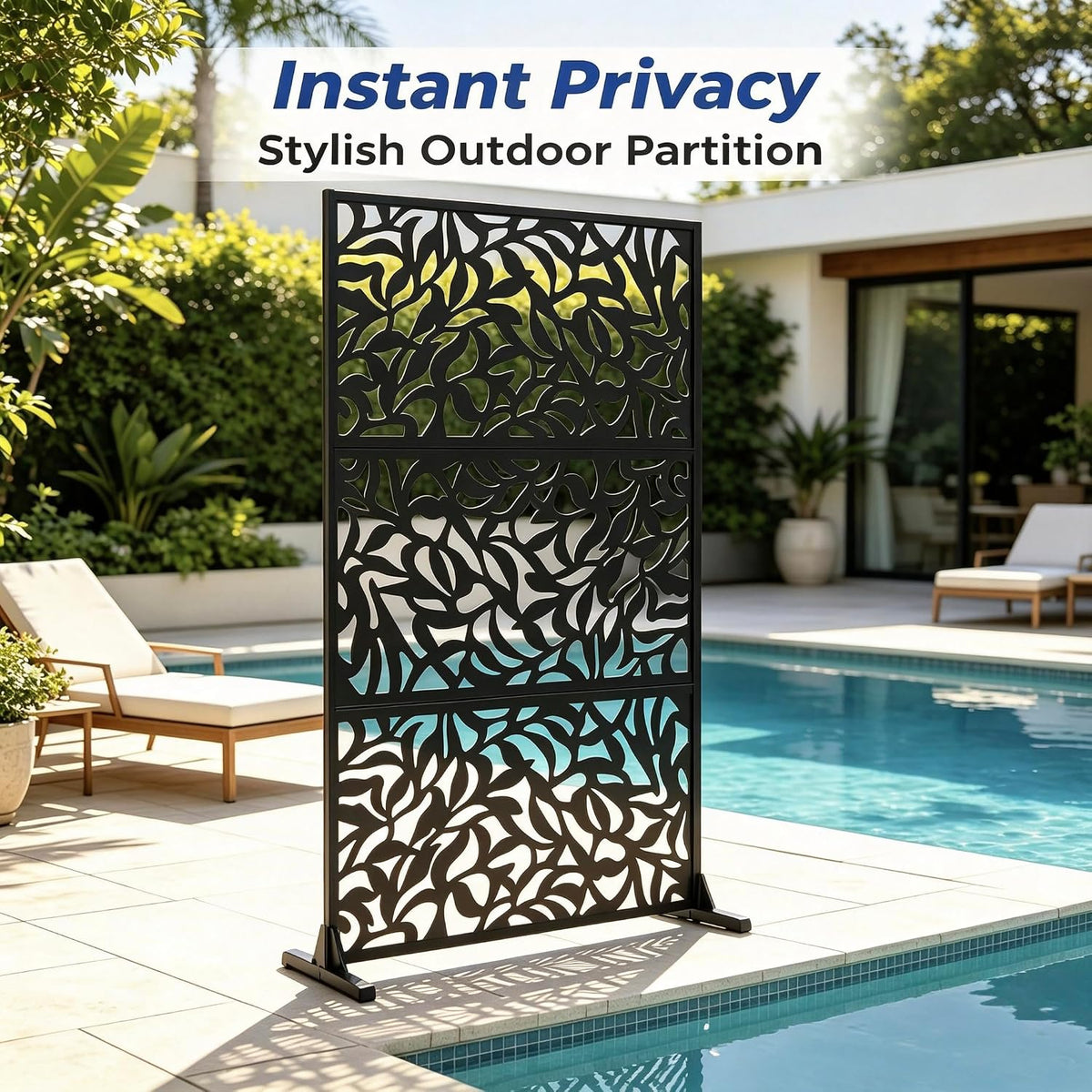 3-Panel Metal Freestanding Privacy Screen