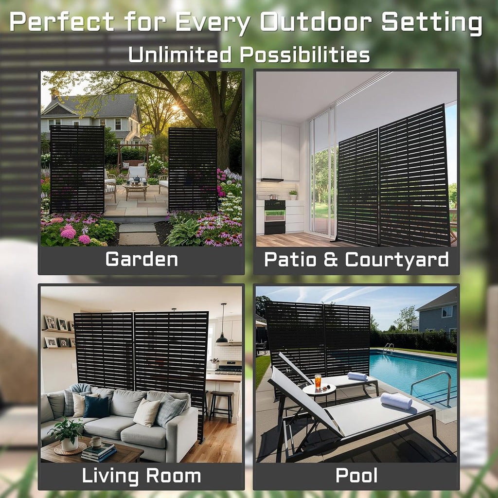 Rustproof Louvered Metal Freestanding Privacy Screen