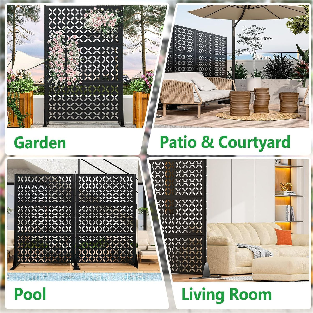 Freestanding X Pattern Metal Privacy Screen