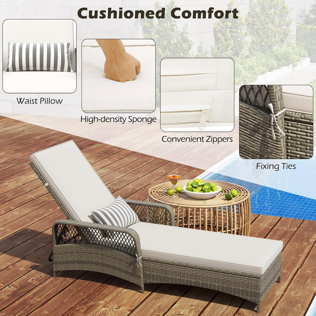 Off White Wicker Patio Chaise Lounge