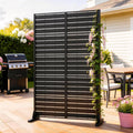 5-Panel Slatted Steel Freestanding Outdoor Privacy Screen