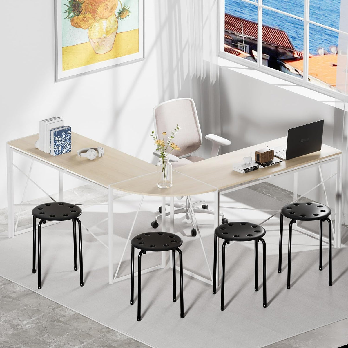 Black Stackable Portable Stools 6 Pack