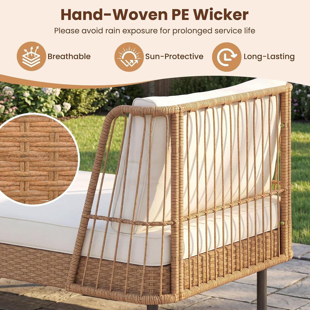 Boho Wicker Two-Seat Patio Daybed