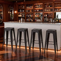 Black Full Metal Backless Bar Stools Set of 4, 30 Inch