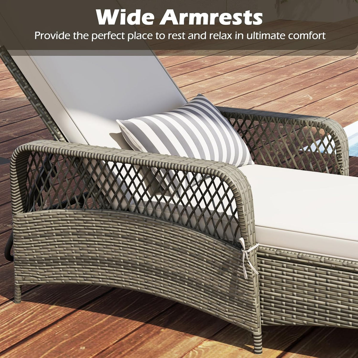 Off White Wicker Patio Chaise Lounge