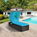 Canopy Wicker Patio Chaise Lounge