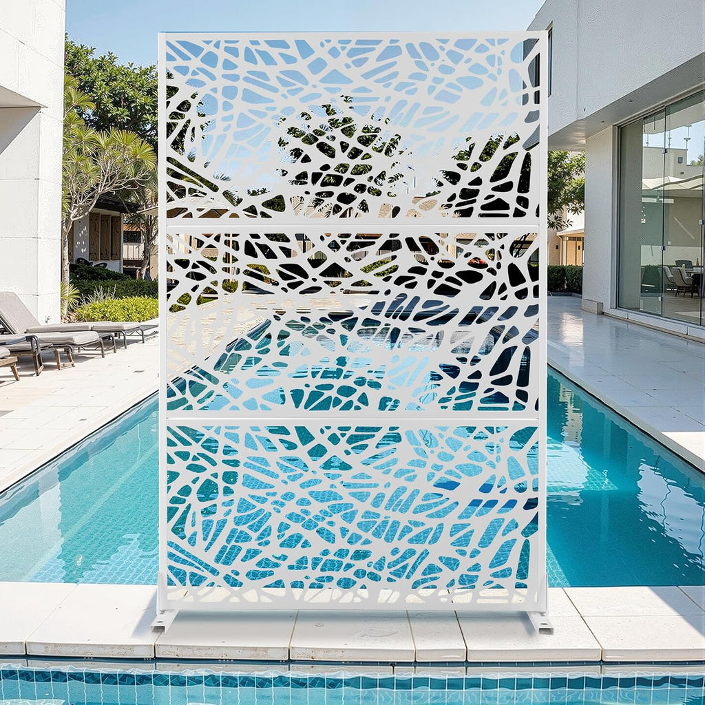 White Net Freestanding Metal Privacy Screen
