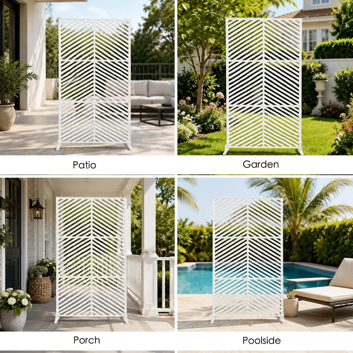 White Chevron Metal Privacy Screen