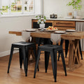Black Industrial Metal Stackable Stools Set of 4, 18 Inch