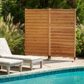 Cedar Wood Louvered Privacy Screen